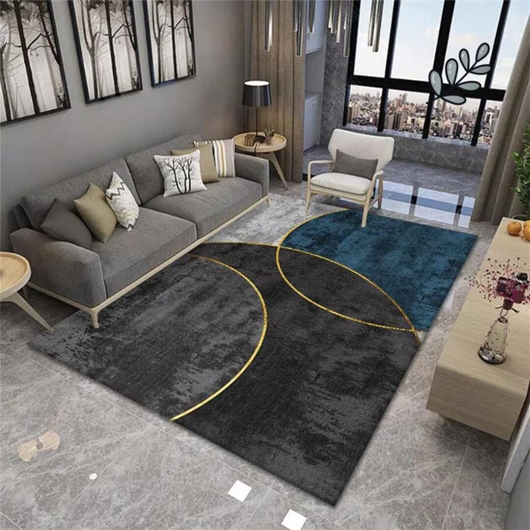 Tapis antidérapant cuisine et salon lavable avec motif demi-cercle