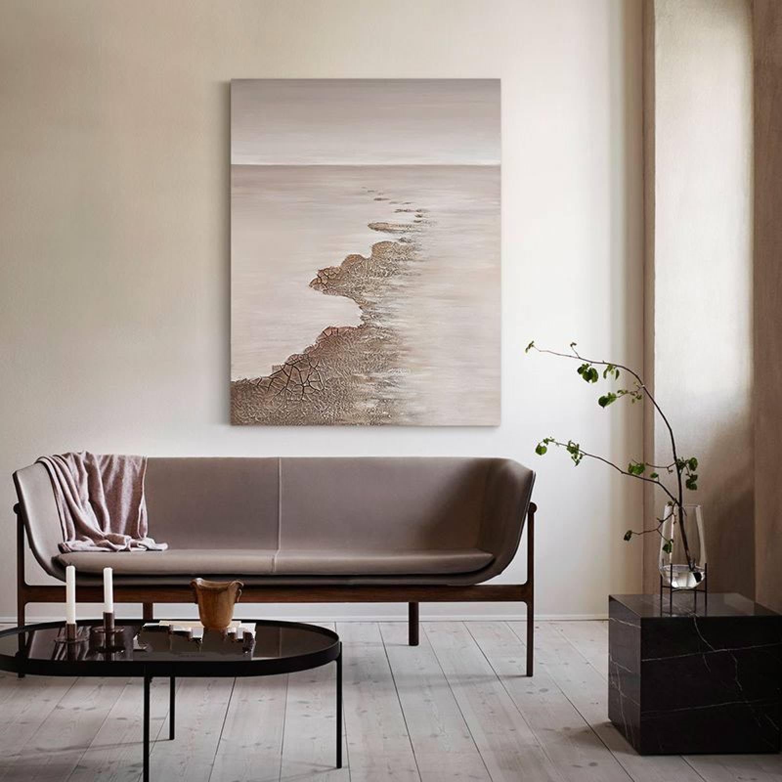 Peinture abstraite de plage à l'huile peinte à la main pour chambre et salon serein