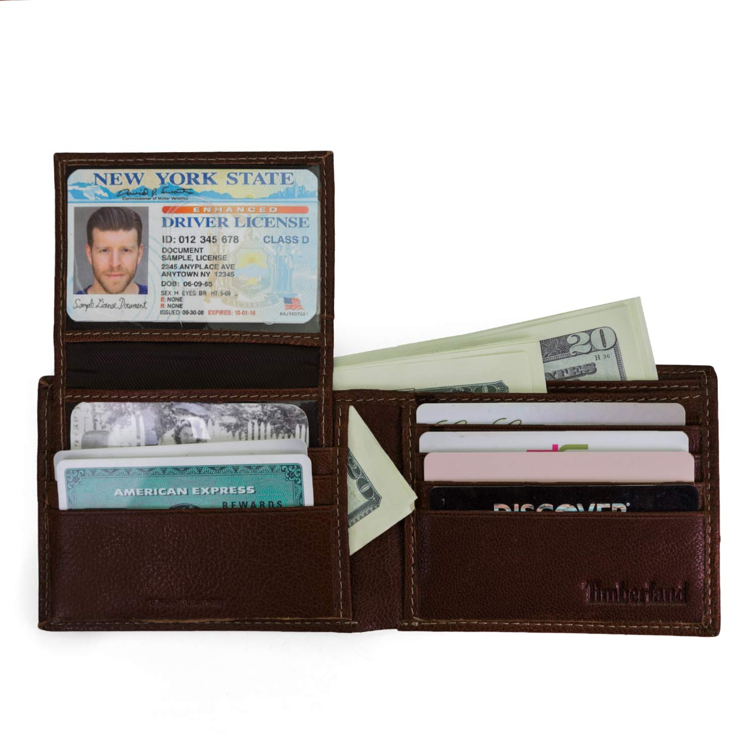 Timberland Męski skórzany portfel passcase Security RFID Billfold, Ciemny brąz, Rozmiar uniwersalny