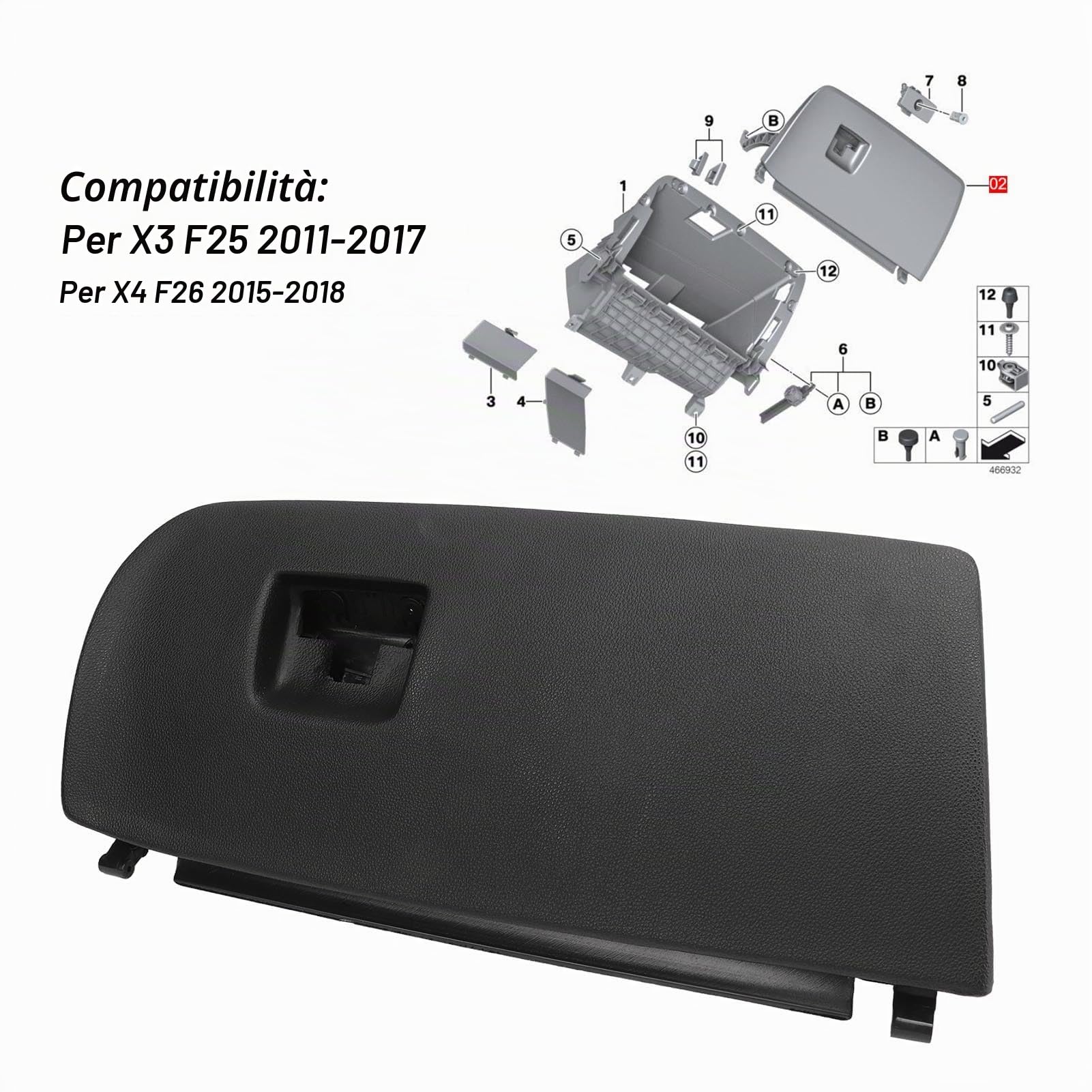 Raguso Coperchio della Porta del Vano Portaoggetti Dash, Coperchio della Porta del Vano Portaoggetti per Auto Ad Alta tenacità 51166839000 per X3 X4