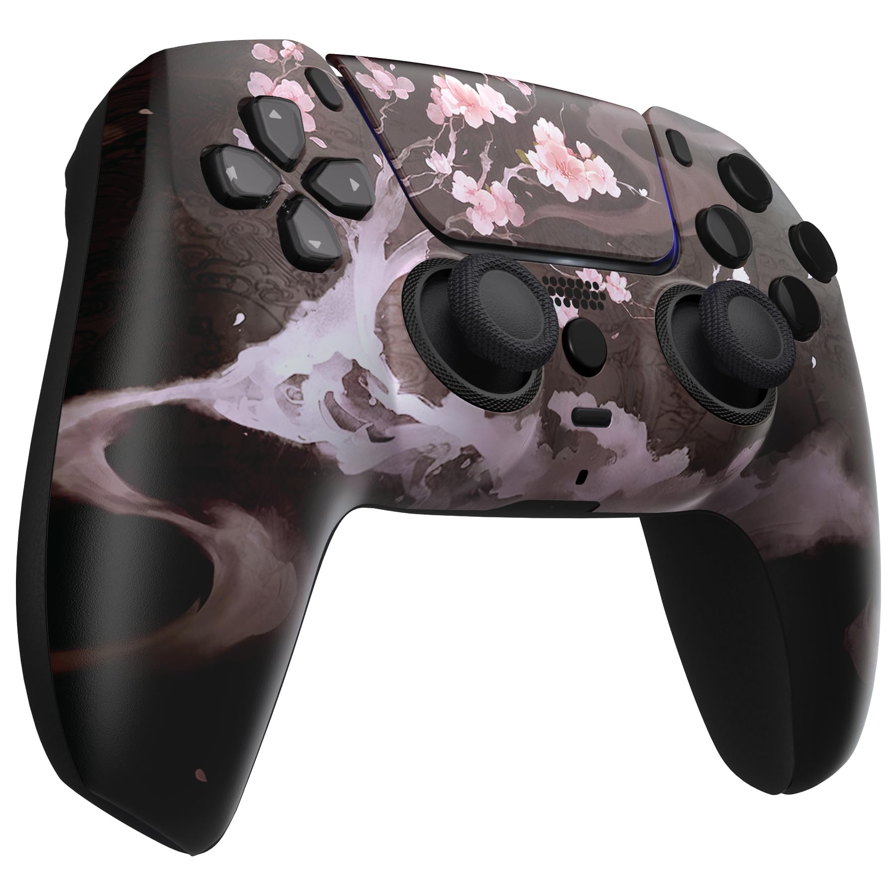 eXtremeRate Re-Design Luna Front Hülle für ps5 Controller BDM-010/020/030/040/050/060-Aufblühen im Dunkeln | Integriertes DIY-Ersatz Gehäuse&Accent-Ring&Touchpad Cover Zubehör für ps5 Gamepad