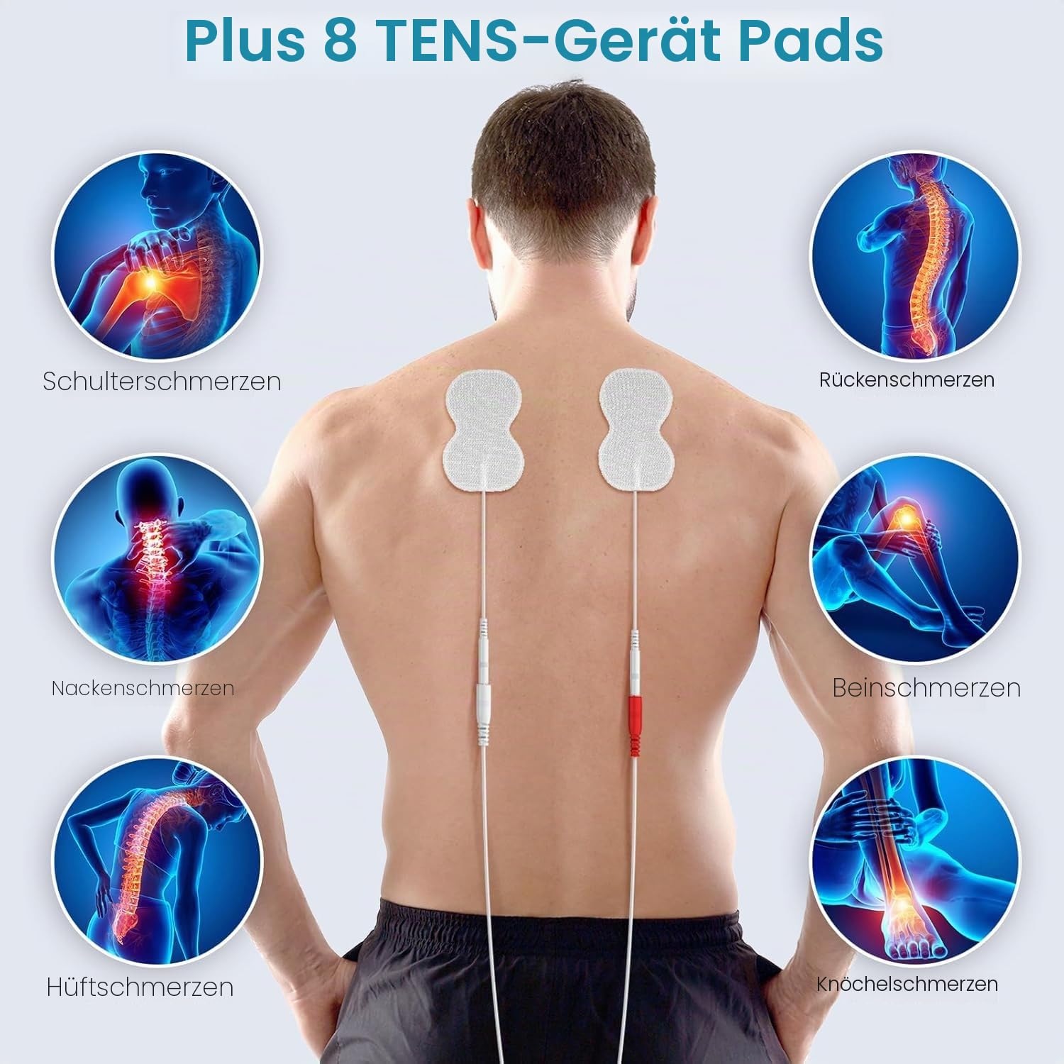 Medic Durchblutungs-Stimulator Beine, EMS & TENS Fußmassagegerät für Neuropathie Füße und Muskelschmerzen Linderung, Verbessert Polyneuropathie, mit 8 Elektroden Pads und Fernbedienung