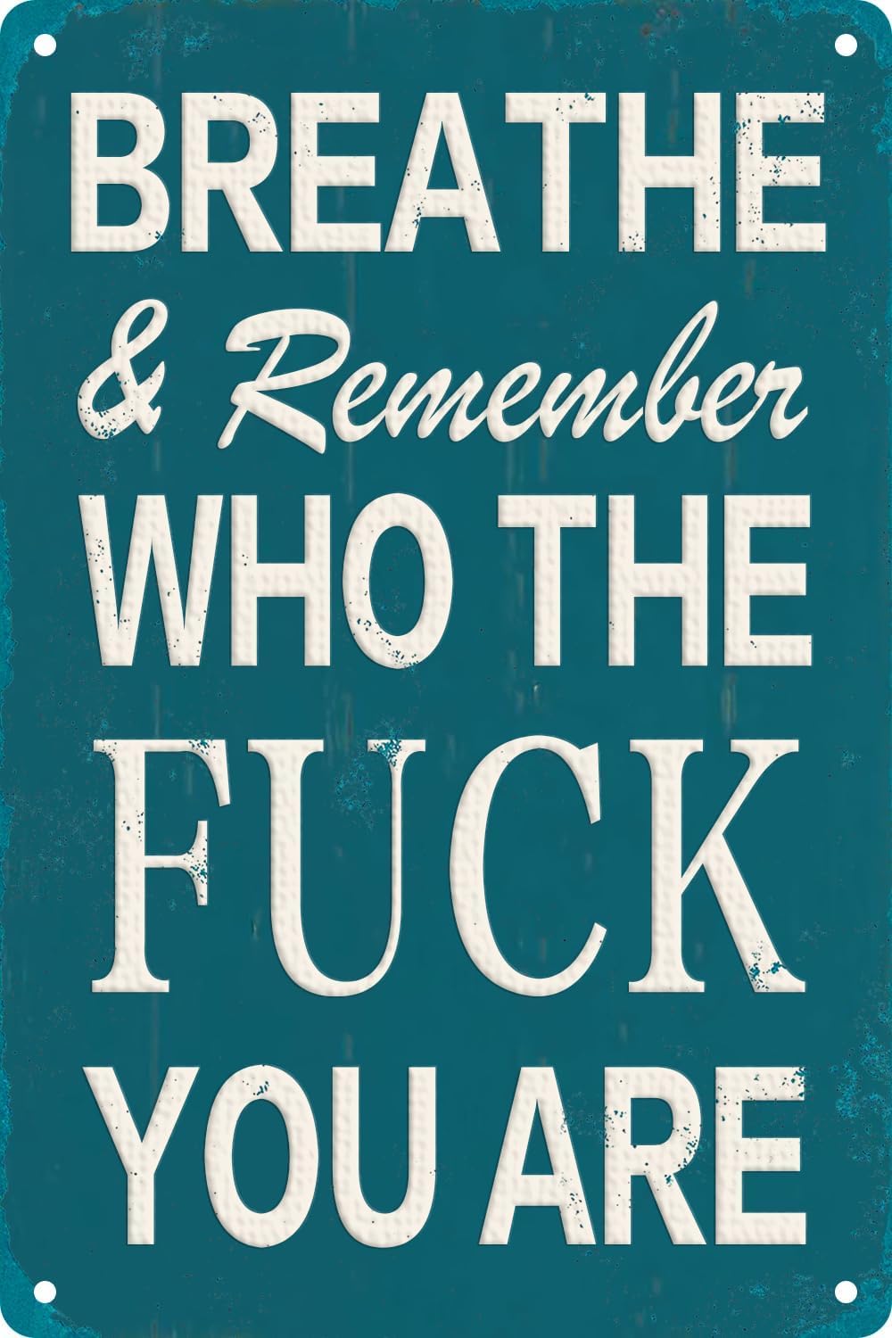SMAZDFXX Breathe And Remember Who TheYou Are Retro Look Iron Decoration Plaque Sign for Home Kitchen Bathroom Farmhouse Garden Funny Wall Decor Poster 5.5"x8"