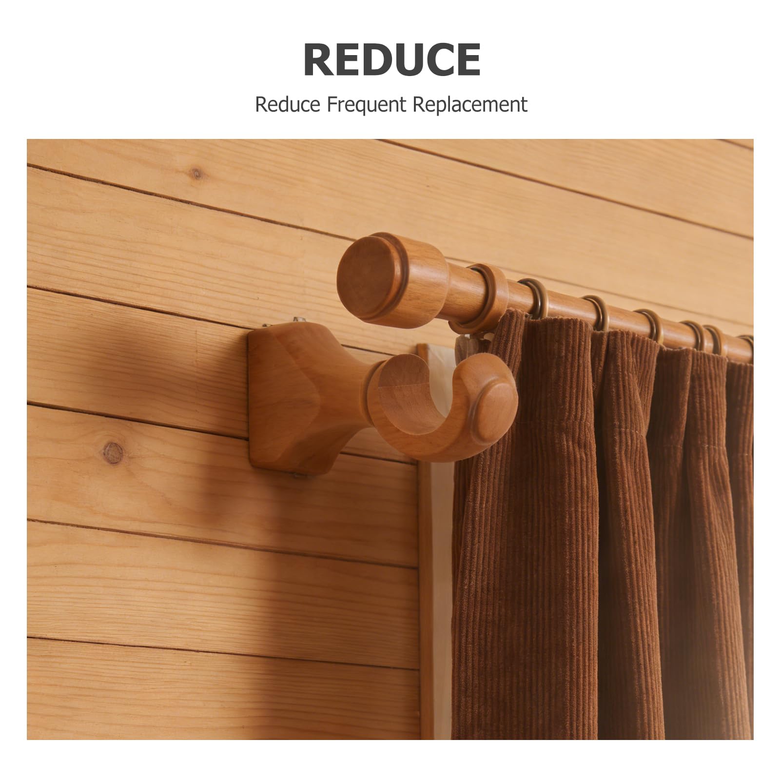2 supporti per bastone per tende, in legno, 35 mm, montaggio a parete e a soffitto, per camera da letto, stabile, per soggiorno e studio