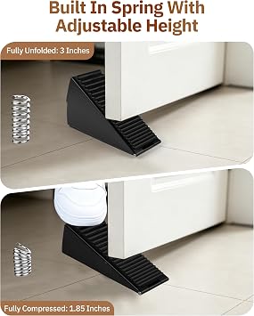 Heavy Duty Door Stoppers, YUMMIS 1 Pack Adjustable Spring Door Stop Wedge