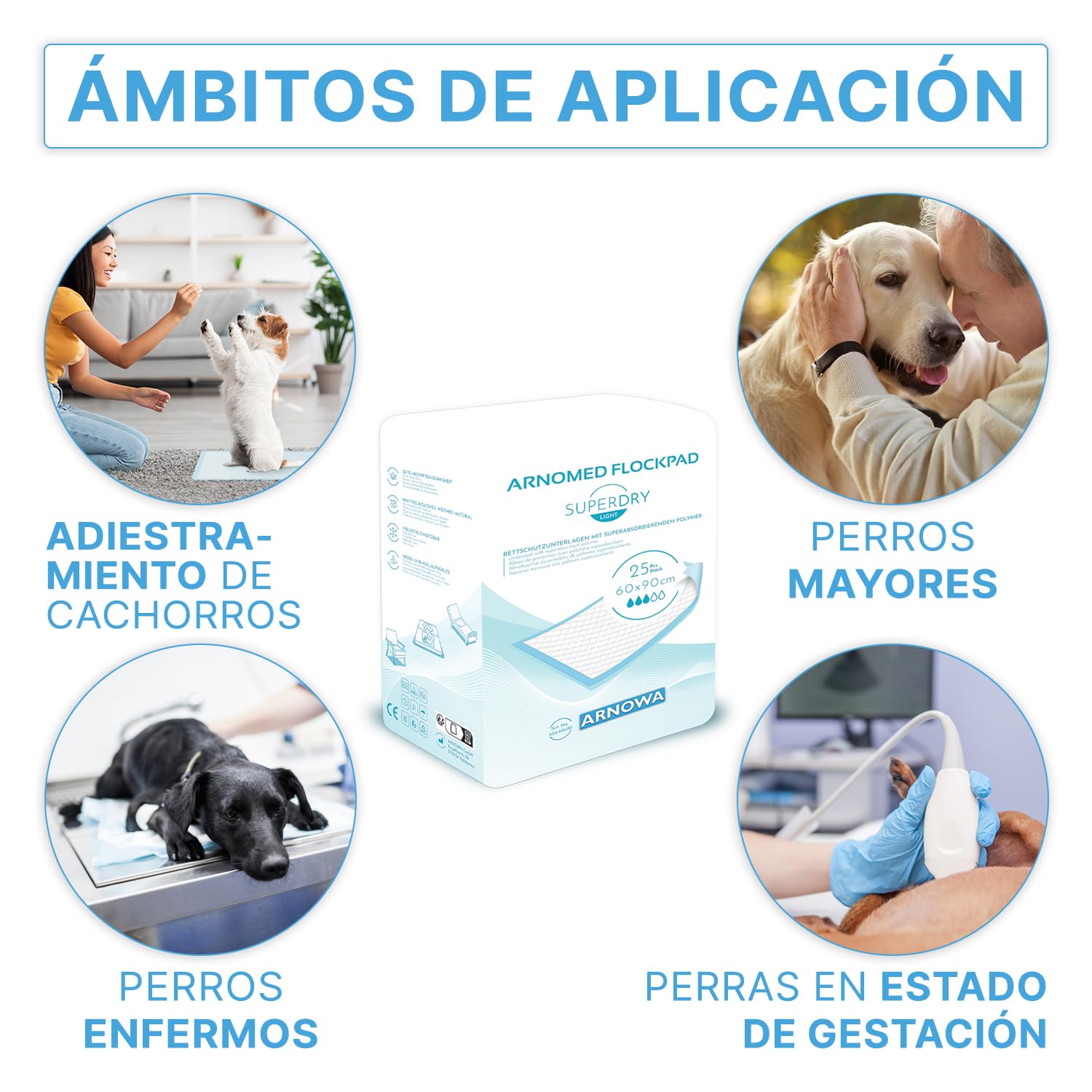 200x ARNOMED almohadillas para cachorros, bandeja sanitaria para perros a prueba de fugas en 60x90cm, accesorios para perros pequeños, alfombrillas PIPI de 5 capas para perros
