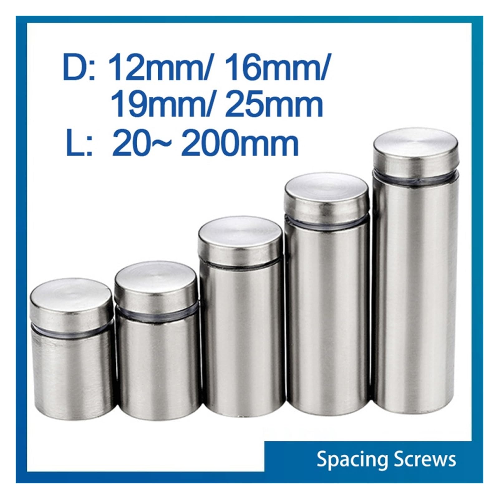 Soportes de fijación, Tornillos separadores de Acero Inoxidable for Montaje en acrílico de Vidrio, Varios tamaños, Paquete de 4/6 Piezas(4pcs,D25x80mm)