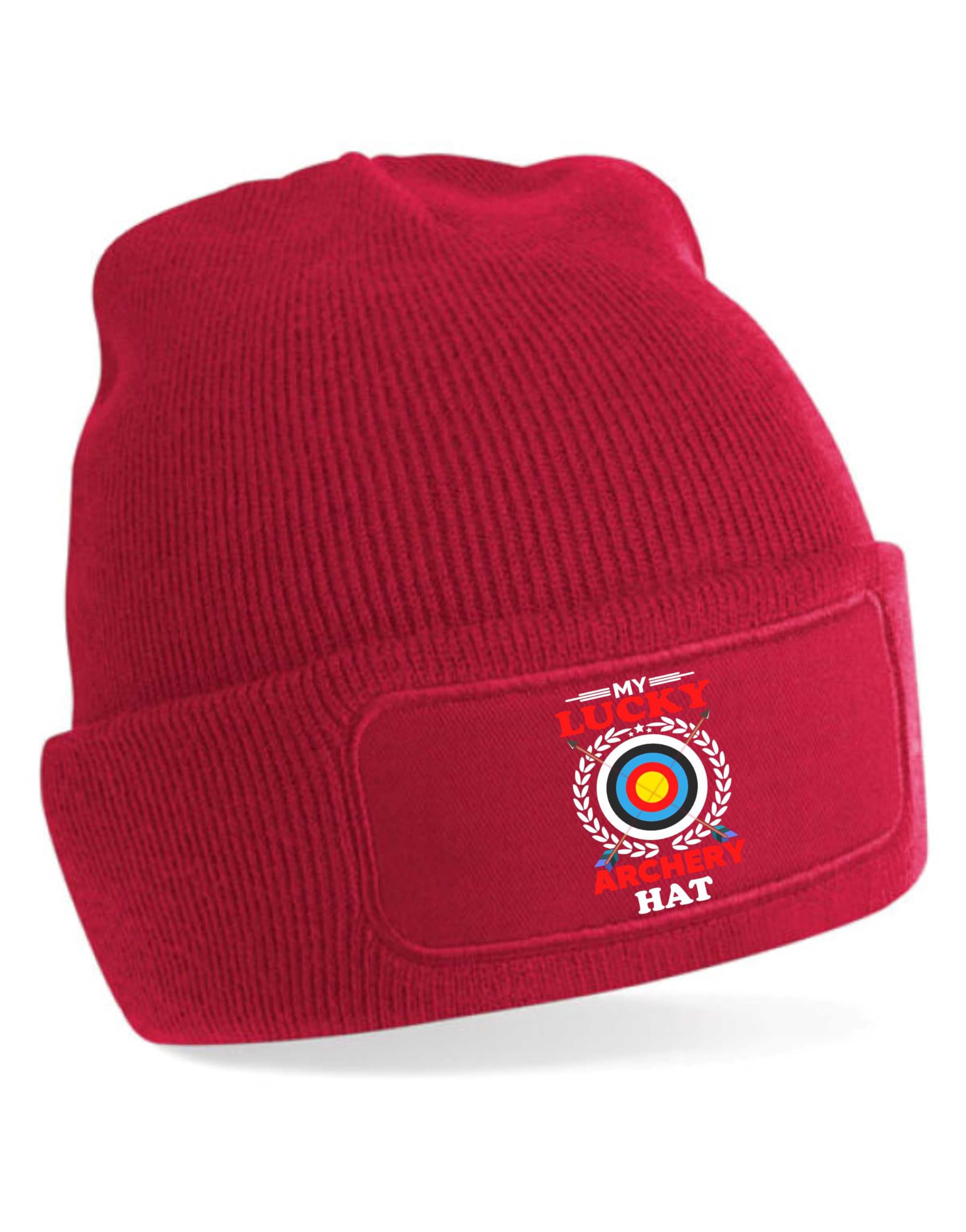 Print4u Women's Red My Lucky Archery Beanie Hat Gift Father's Day Birthday Present