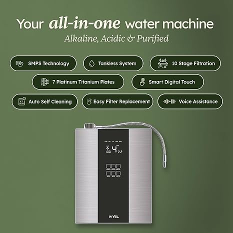 Korea-Made Ivyel PL Alkaline Water Machine,Water ionizer, Produces ph 8.5-10.0 Alkaline Water/Acidic Water/Hydrogen Water/Water Purifier Filter/Ionized Water/Antioxidant Water