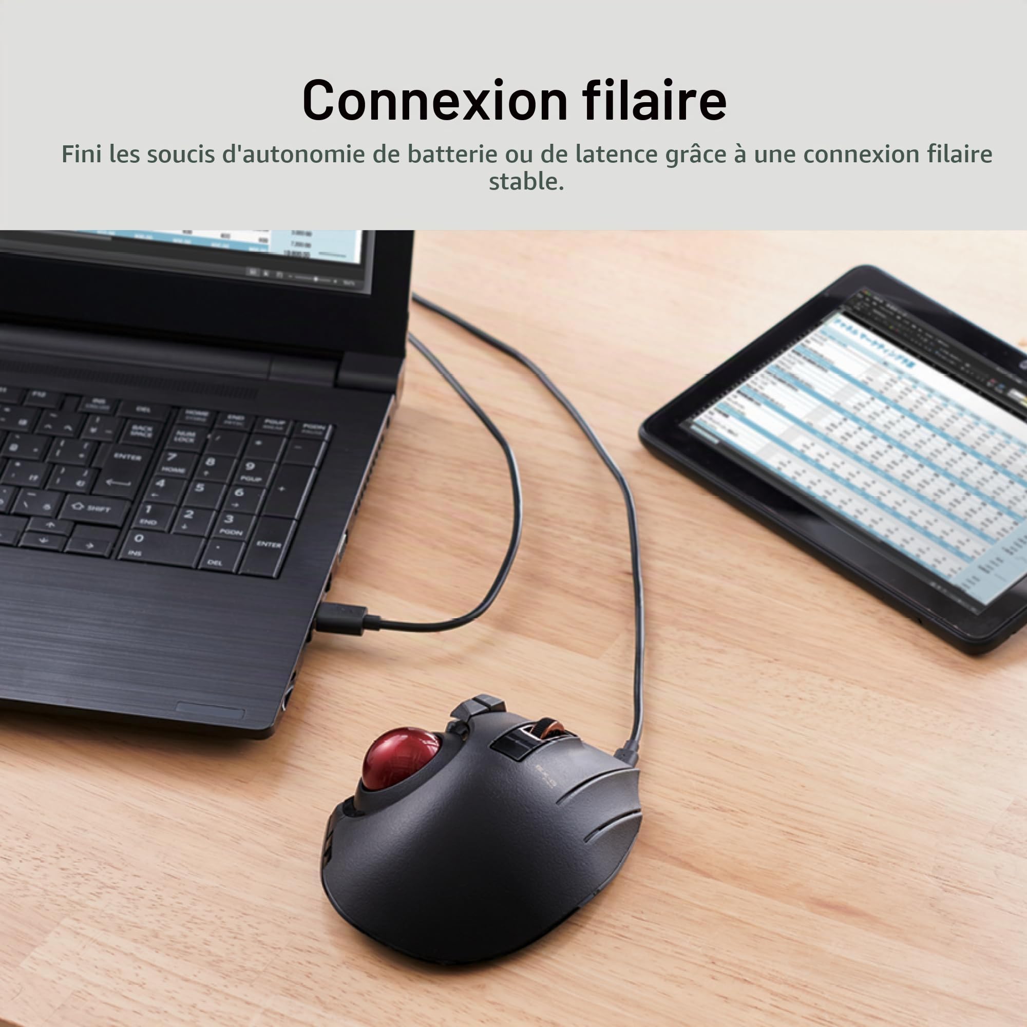 ELECOM M-XPT1MRXBK Trackball Mouse, Wired, Wireless, and Bluetooth, Gaming, High-Performance Ruby Ball, 8 Mappable Buttons, Smooth Scrolling, Extra Large, EX-G Pro, Black