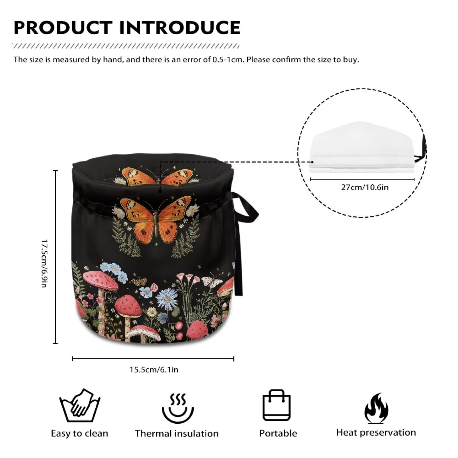 Rweroyiu Red Mushroom Tea Cozy for Teapot Butterfly Floral Tea Cozy Insulated Teapot Covers Keep Warm Decorative Accessories Insulated Kettle Cover for Home Kitchen Nice Gifts Easy to Clean