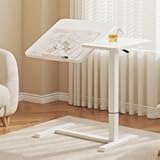 Mobile Rolling Laptop Standing Desk, Tilt Overbed Bedside Tables, Height Adjustable Space-Saving Portable Desk with Wheels for Home Office Craft & Study, White