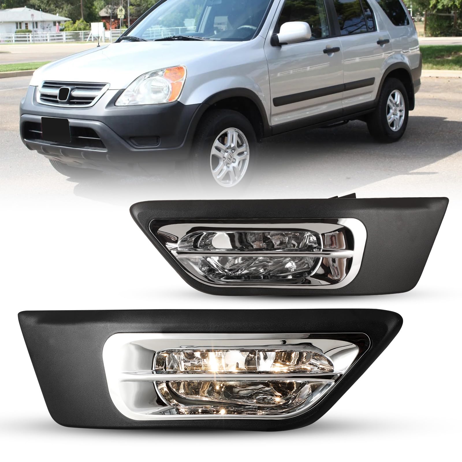 AUTOFREE Fog Lights for Honda CRV 2002-2004 with 9006 12V51W Bulbs Fog Lamps Replacement Included Wiring Kits & Switch- 1 Pair (Clear Lens)