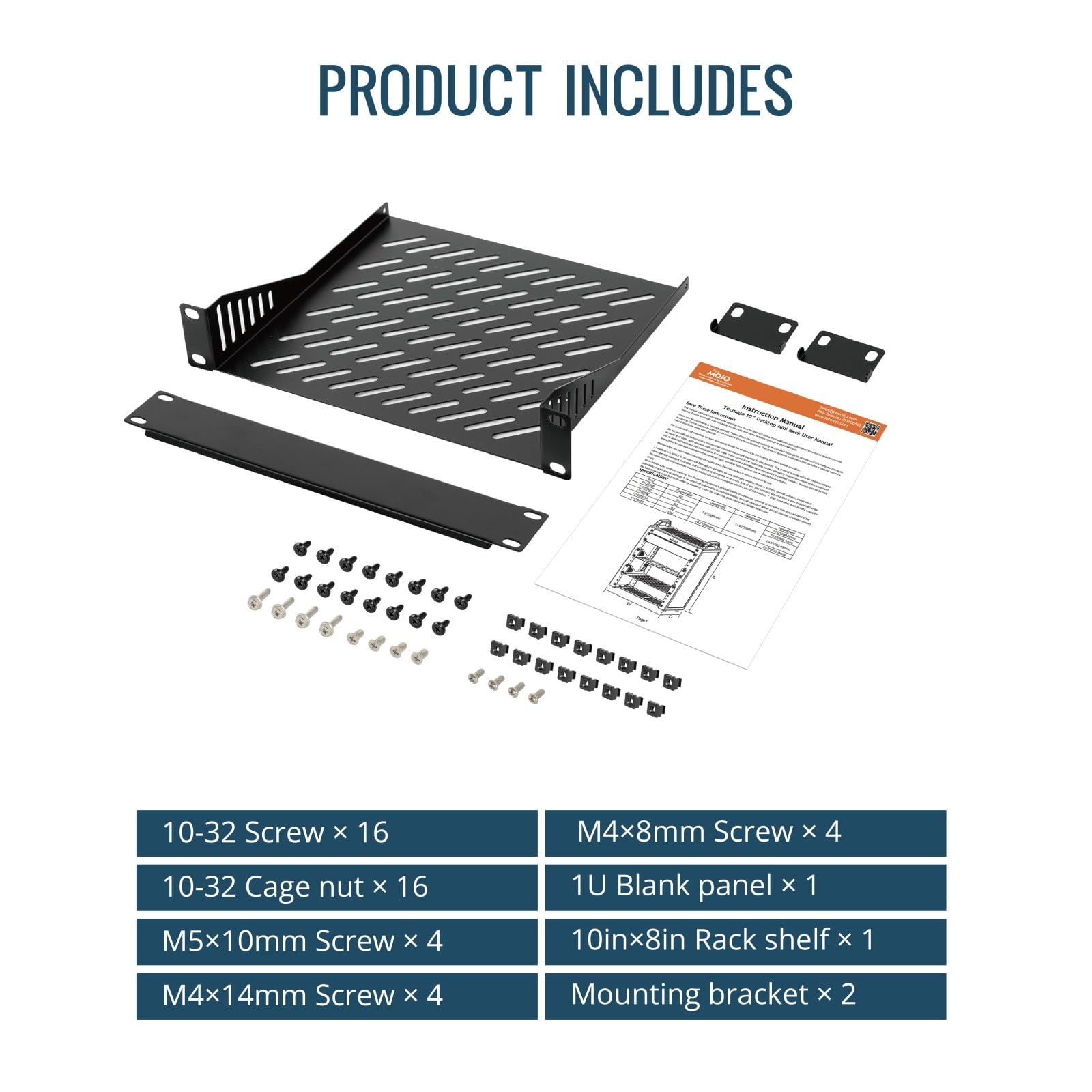 Tecmojo Rack réseau 4U, mini rack de serveur de 25,4 cm avec 2 panneaux translucides latéraux et 2 poignées supérieures, profondeur de 20 cm, pour équipement informatique et appareils A/V de 25,4 cm