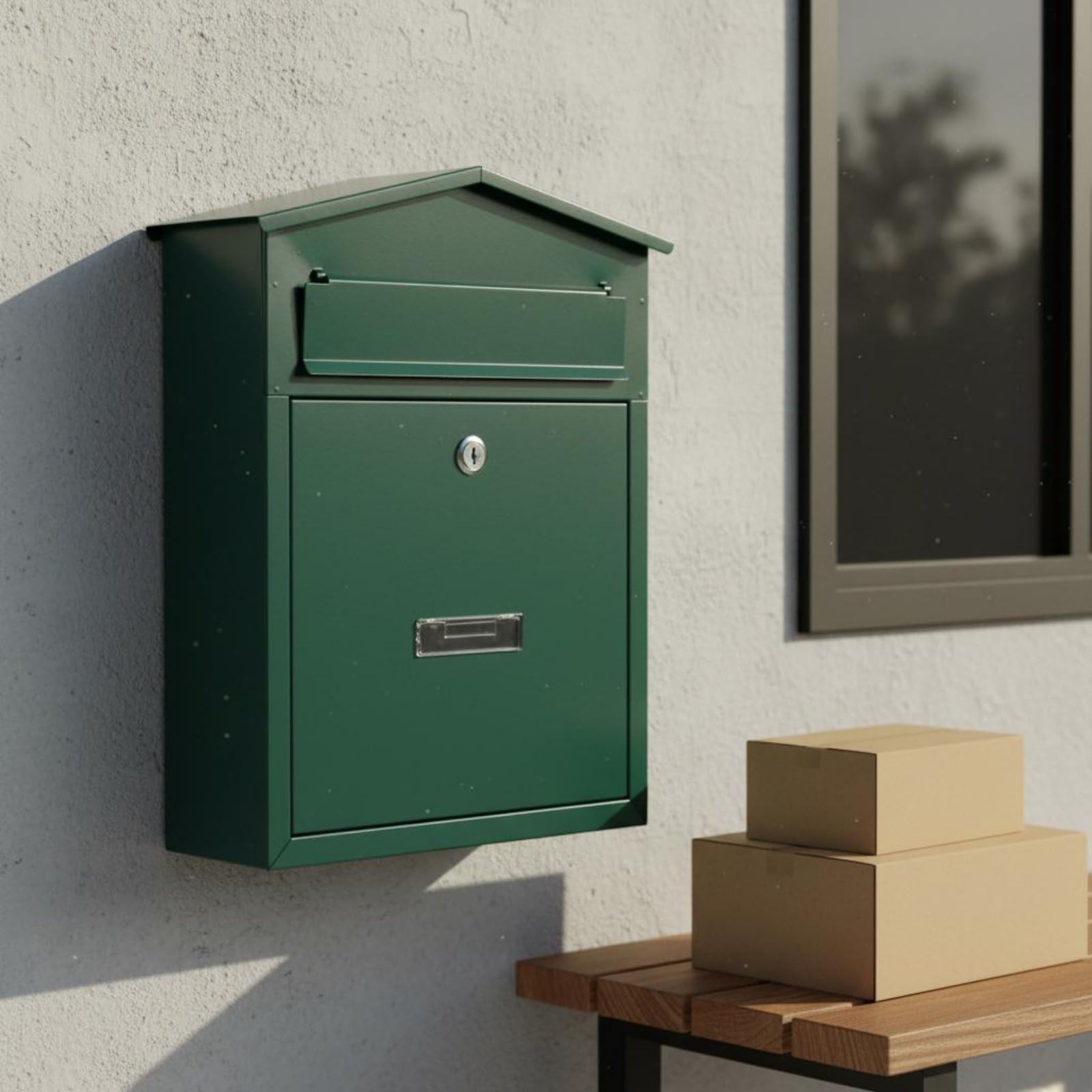 Baoblaze Cassetta le per Esterno con Protezione da Intemperie Chiusura a Chiave Ampio Vano Ferro E Sportello Frontale per Lettere Adatta a Famiglie Raccolta, Verde Inchiostro