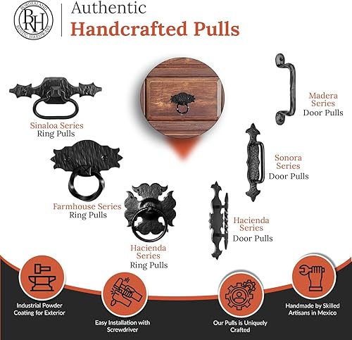 Miniatura 4 de Paquete de 2 manijas de pecho de 4.5 pulgadas, manijas rústicas de puerta de gabinete de hierro, accesorios antiguos para cajón, tiradores de cajón