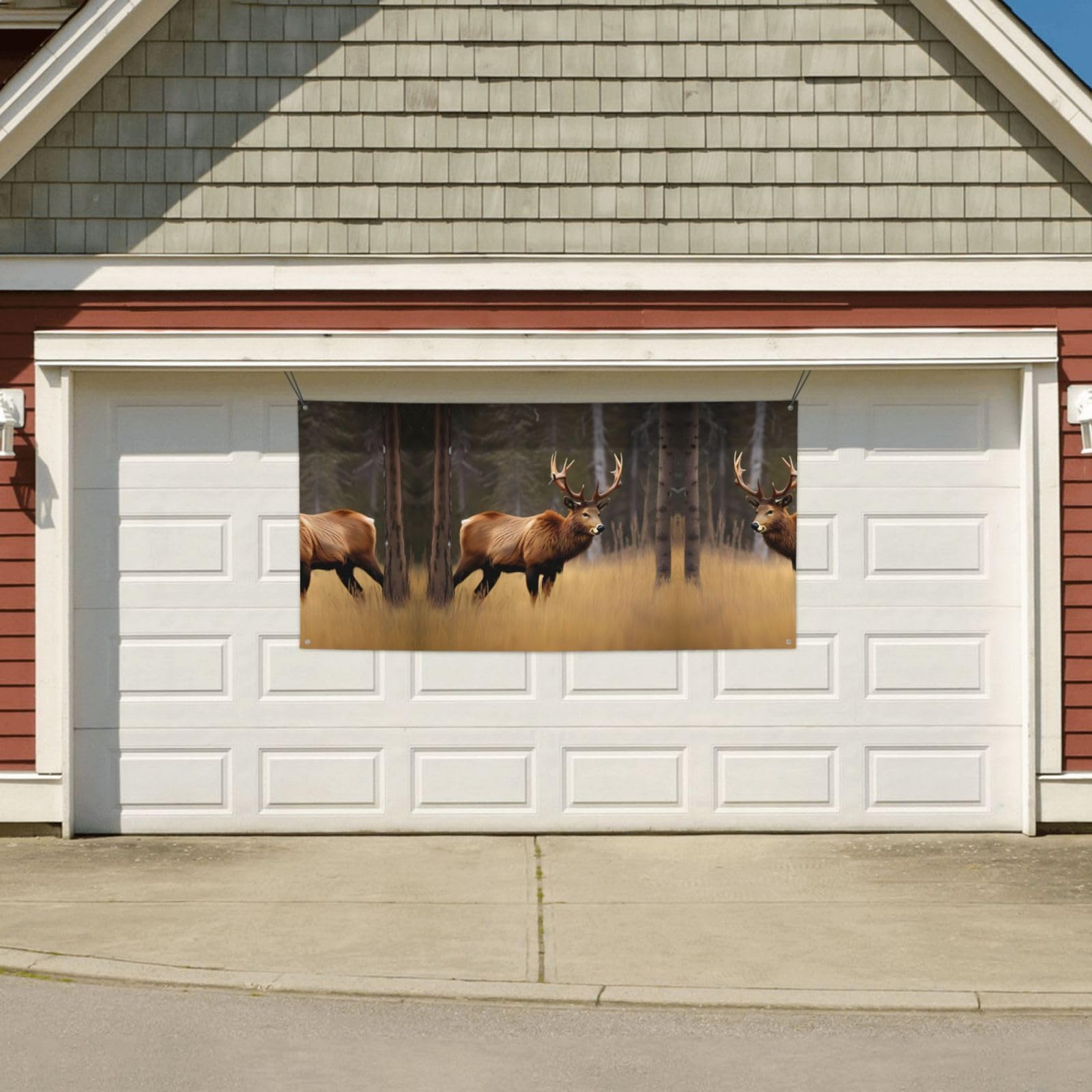 Christmas Elk Party Banner – 72.8x35.4 In, Polyester, Merry Christmas Door Hanging With Snowflakes - View #7