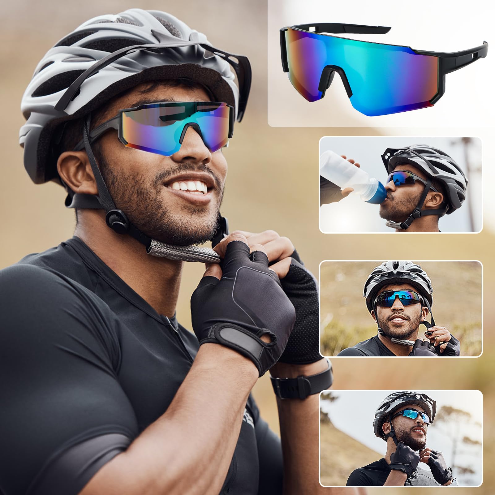 MplehDa Lot de 2 lunettes de soleil polarisées pour homme et femme - Protection UV 400 - Coupe-vent - Protection contre le vent - Pour activités de plein air
