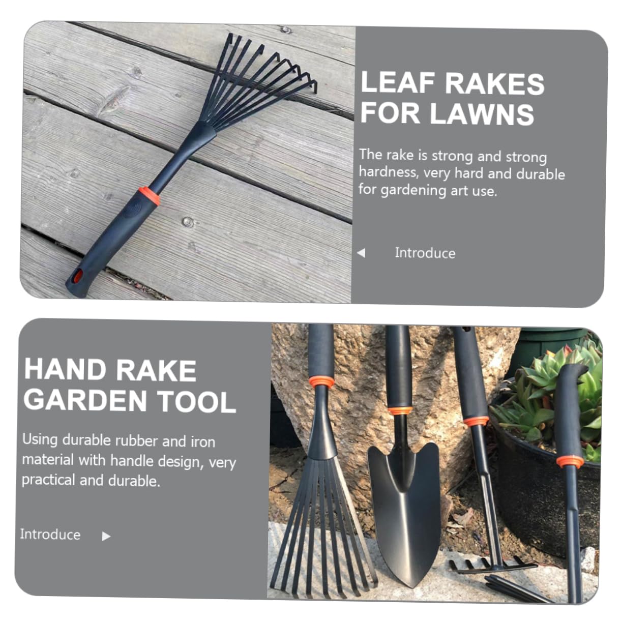 Happyyami 4 Piezas jardinagem jardineria Rastrillo de jardín Hand Grip fercho cultivador Pala de Hojas rastrillos rastrillo de jardinería Compacto rastrillo para jardinería Caucho Black