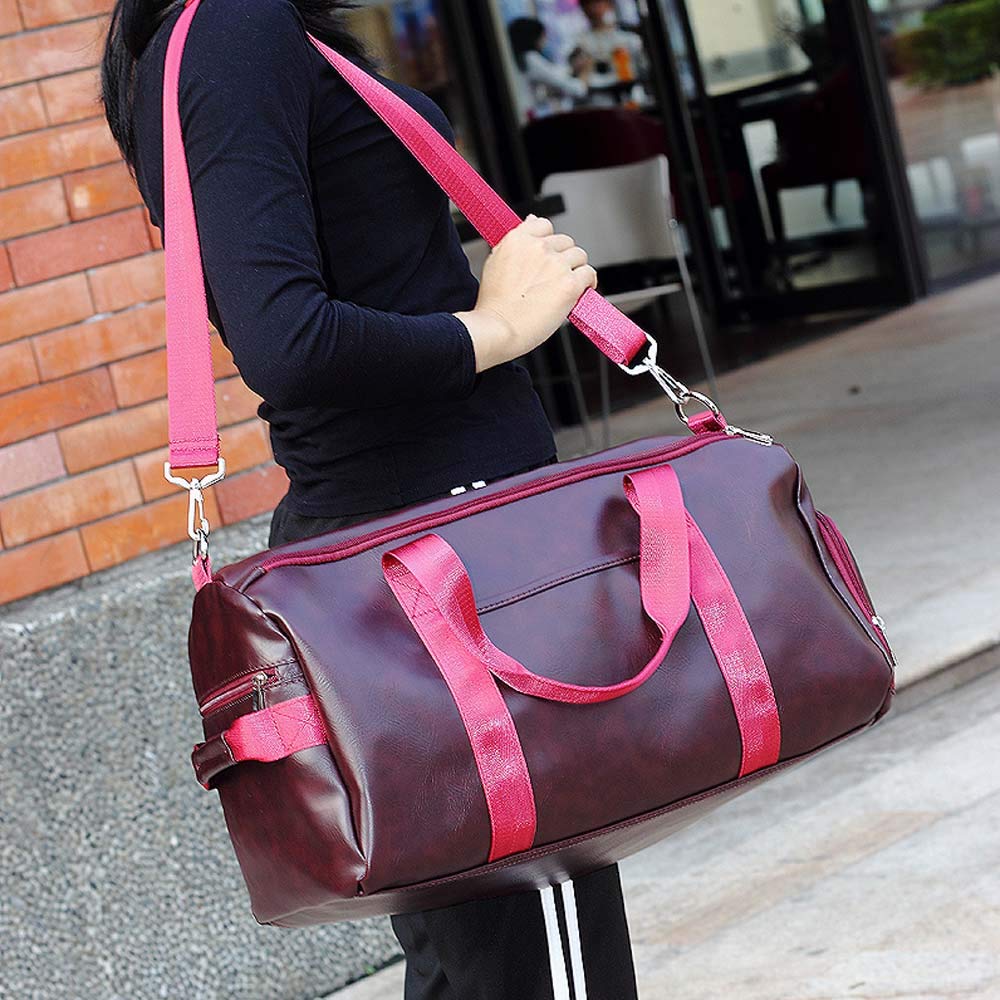 Bolsa de deporte con compartimento para zapatos, compartimento húmedo, bolsa de viaje de piel sintética, grande, impermeable, bolsa de fitness, fin de semana, para deporte, fitness, viajes,