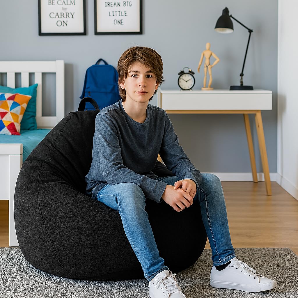 Pouf avec garnissage ECO Fauteuil Relax-Siège Coussin de sol Bean Bag 80x90x50 cm 185 L Noir