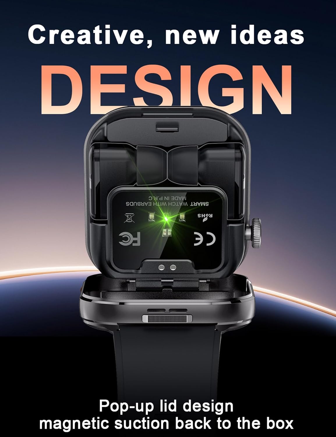 ZJX Smartwatch with Earbuds, 2.02" HD Screen Fitness Watch, Take/Dial Calls, 2-in-1 Smartwatch with TWS Headset, Waterproof Sports Fitness Tracker, Long Standby Time