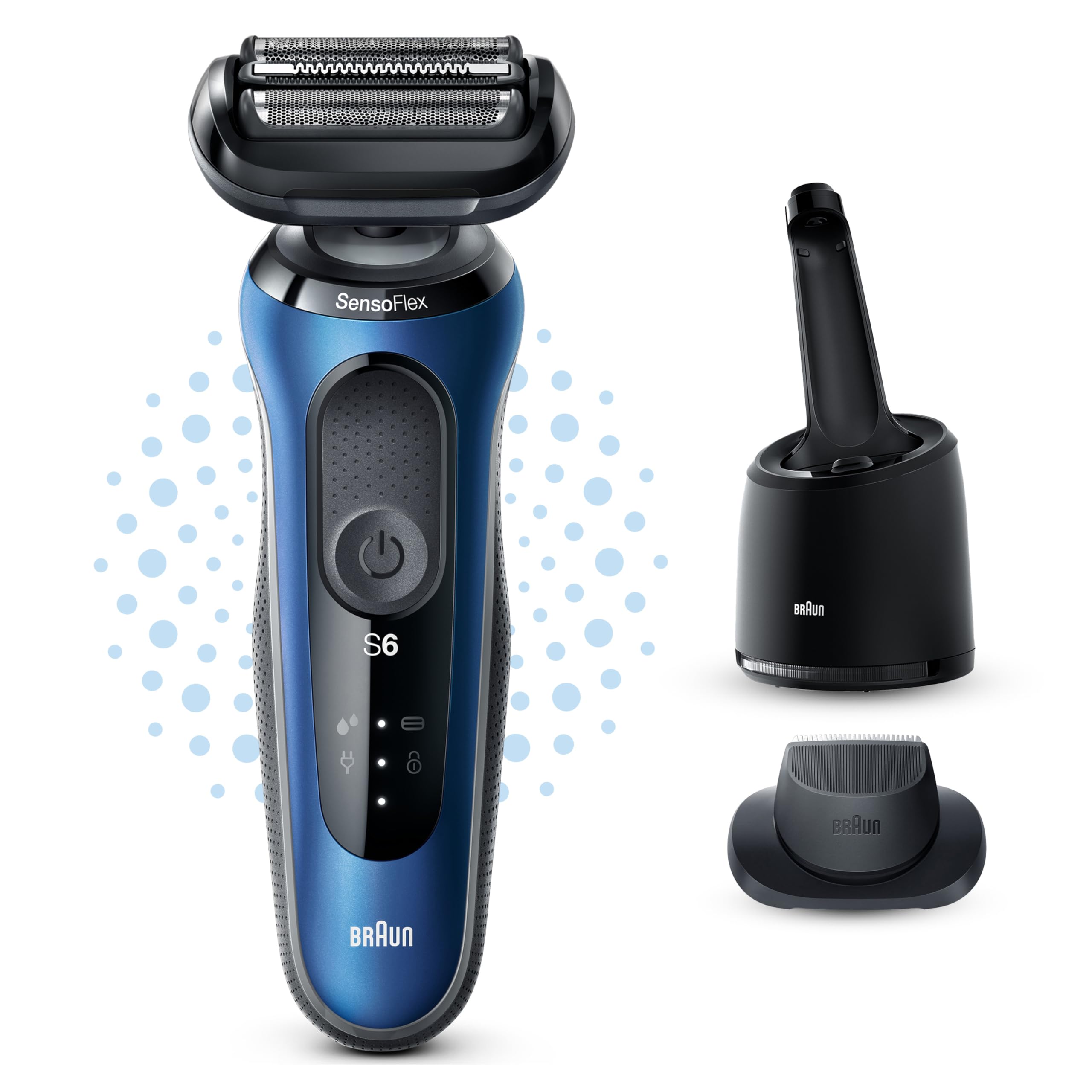 BRAUN SERIES 6 61-B7200CC MÁQUINA DE AFEITAR DE LÁMINAS RECORTADORA NEGRO, AZUL GreenCircle Certified: Certified Energy Savings