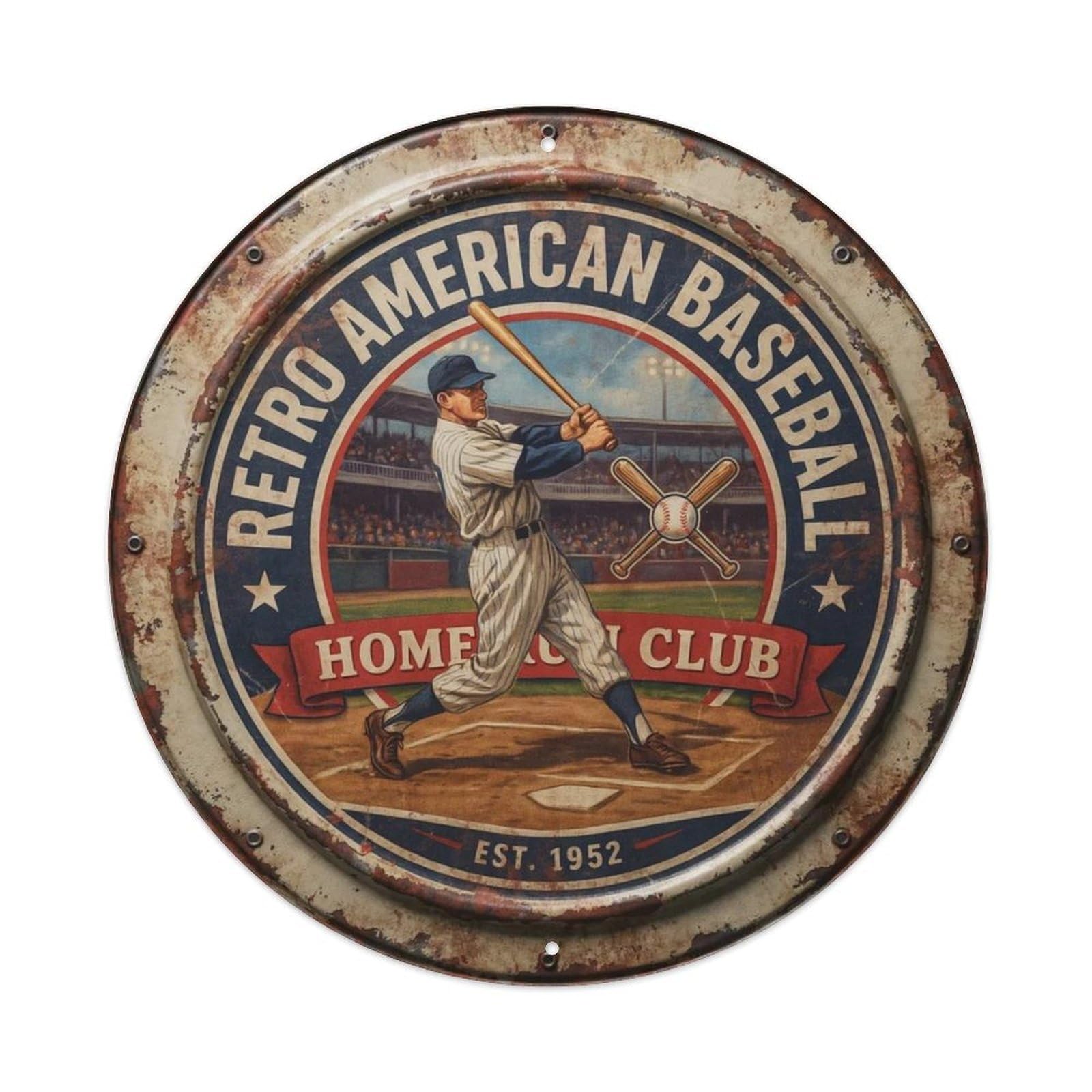 Retro American Baseball Style. Metal Tin Sign Plaque