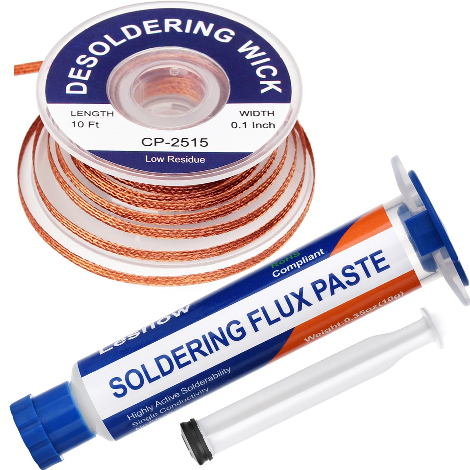 Lesnow Solder Flux Paste And Solder Wick Braid, No Clean Soldering Flux(10cc) Soldering R…