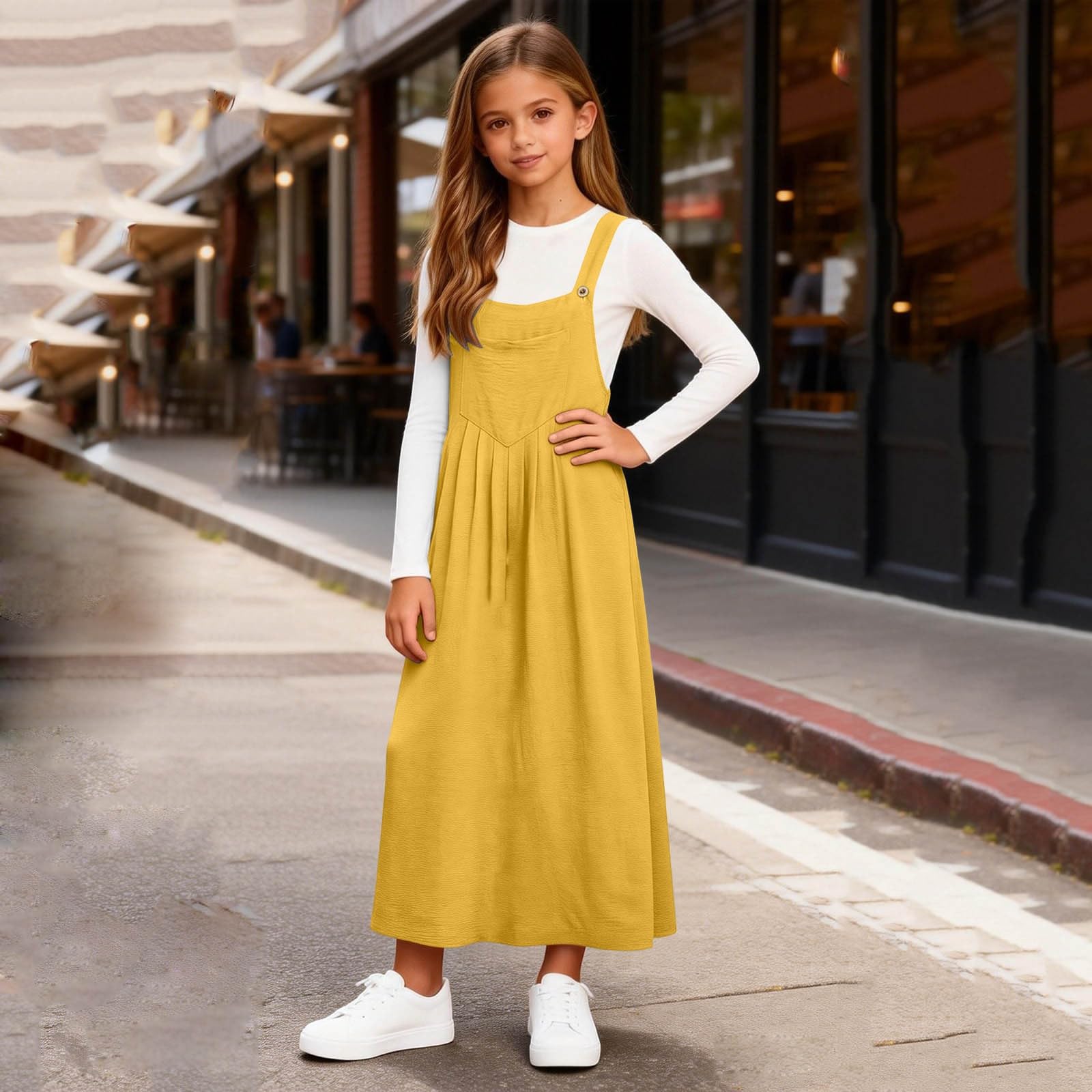 Vestidos de verano para niñas, sin mangas, maxivestido casual para niños, playa, vacaciones, vestido escolar suave y cómodo con bolsillos