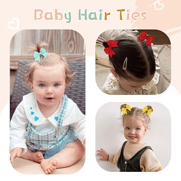 OAOLEER 40PCS 2 Inches Baby Hair Ties, Toddler Hair Ties with Bows