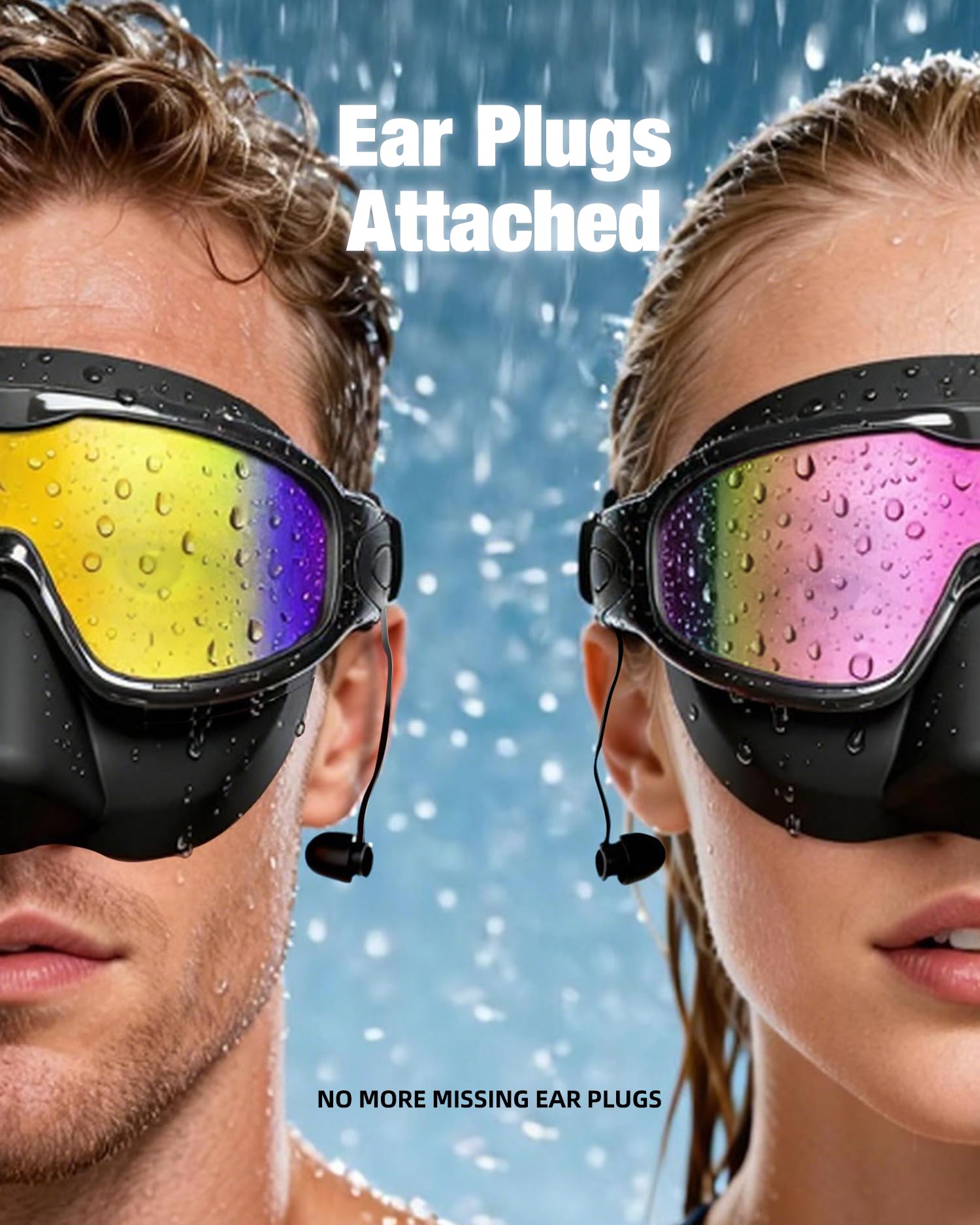 Aegend Gafas de natación con cubierta de nariz para adultos, paquete de 2 gafas de natación de visión amplia, antivaho, UV, sin fugas, para hombres y mujeres
