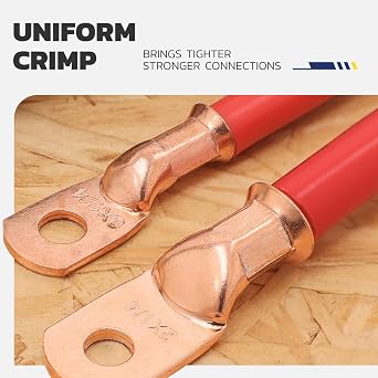 haisstronica 10pcs 2 AWG - 3/8 Tinned Copper Lugs+Battery Cable Lug Crimping Tool