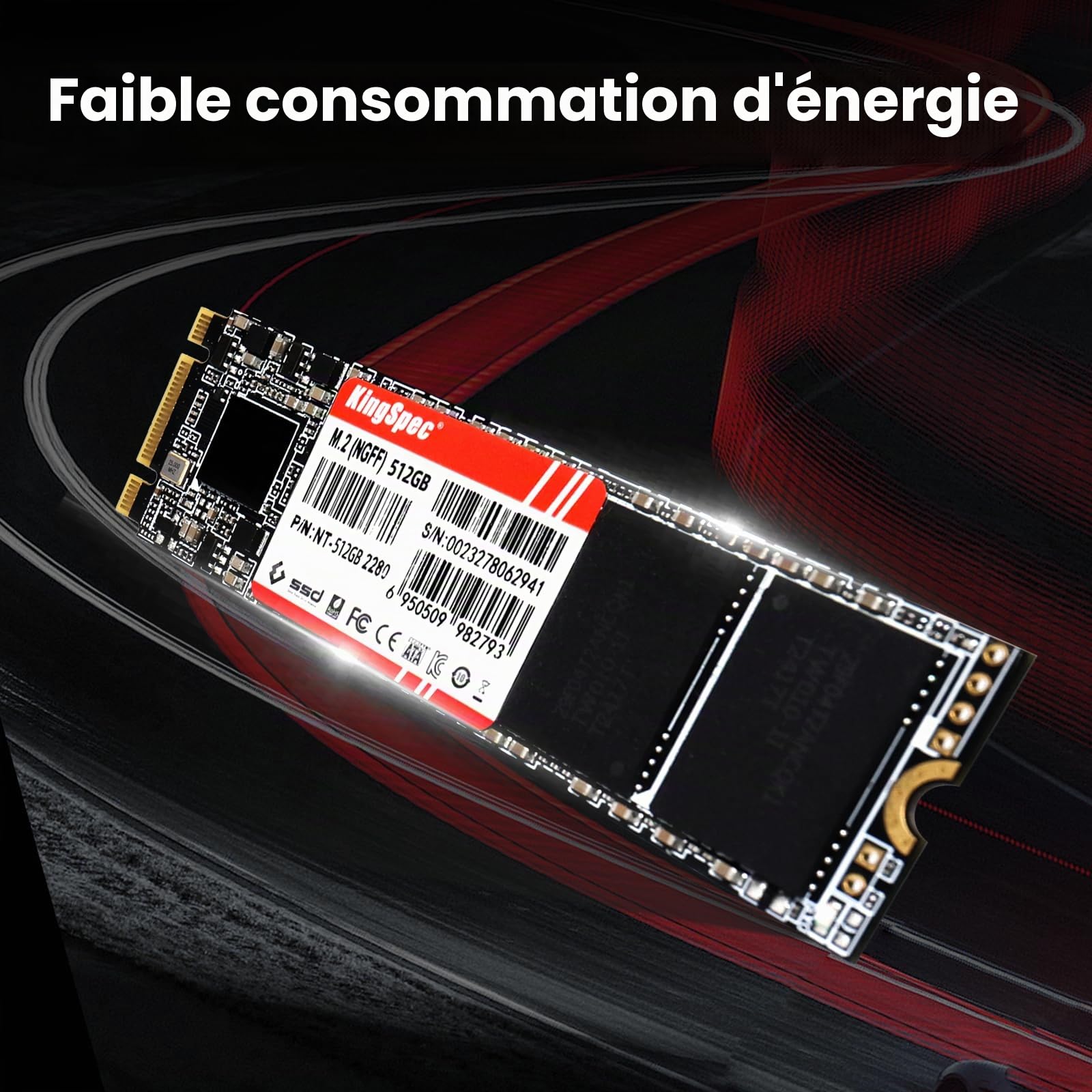 KingSpec SSD 1To M2 SATA 2280, 3D NAND Flash, Interne Disque Dur SSD SATA III 6Gb/s, Compatible avec Desktop et Laptop