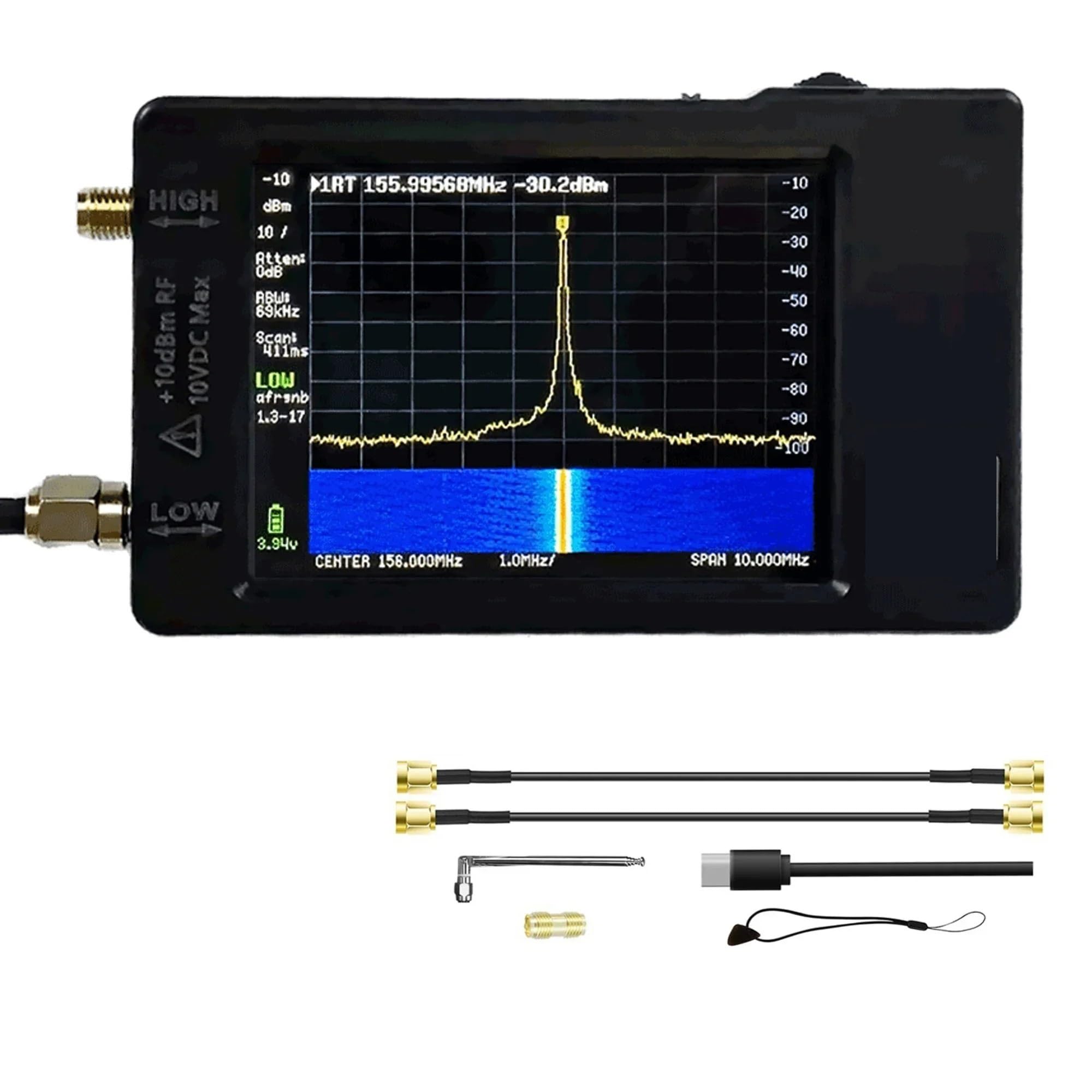 Network Analyzer, Hand Held Tiny Spectrum Analyzer 2.8" Display with Battery