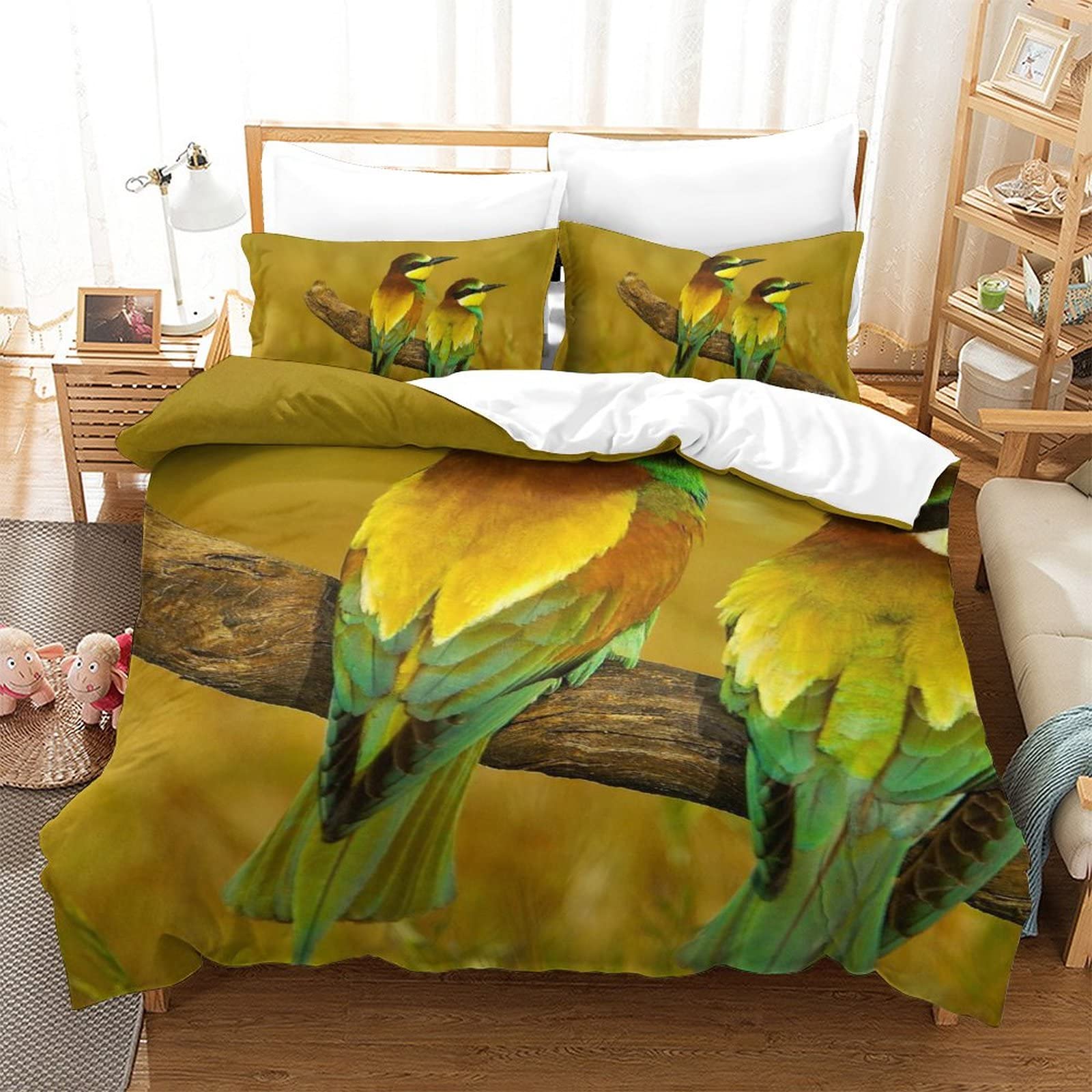 Housse de couette design oiseau 3D en microfibre de qualité supérieure pour lit simple
