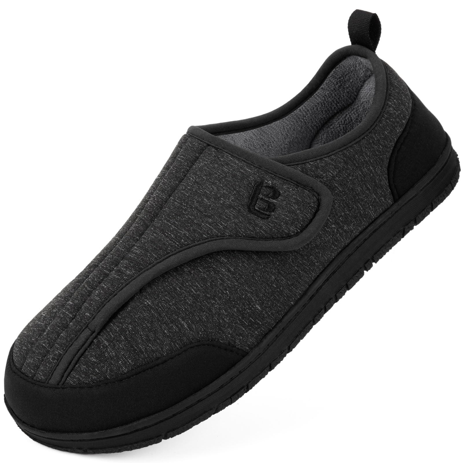 LongBay Men's Wide Slippers Adjustable Diabetic House Shoes Comfy Swollen Edema Slippers Indoor Outdoor