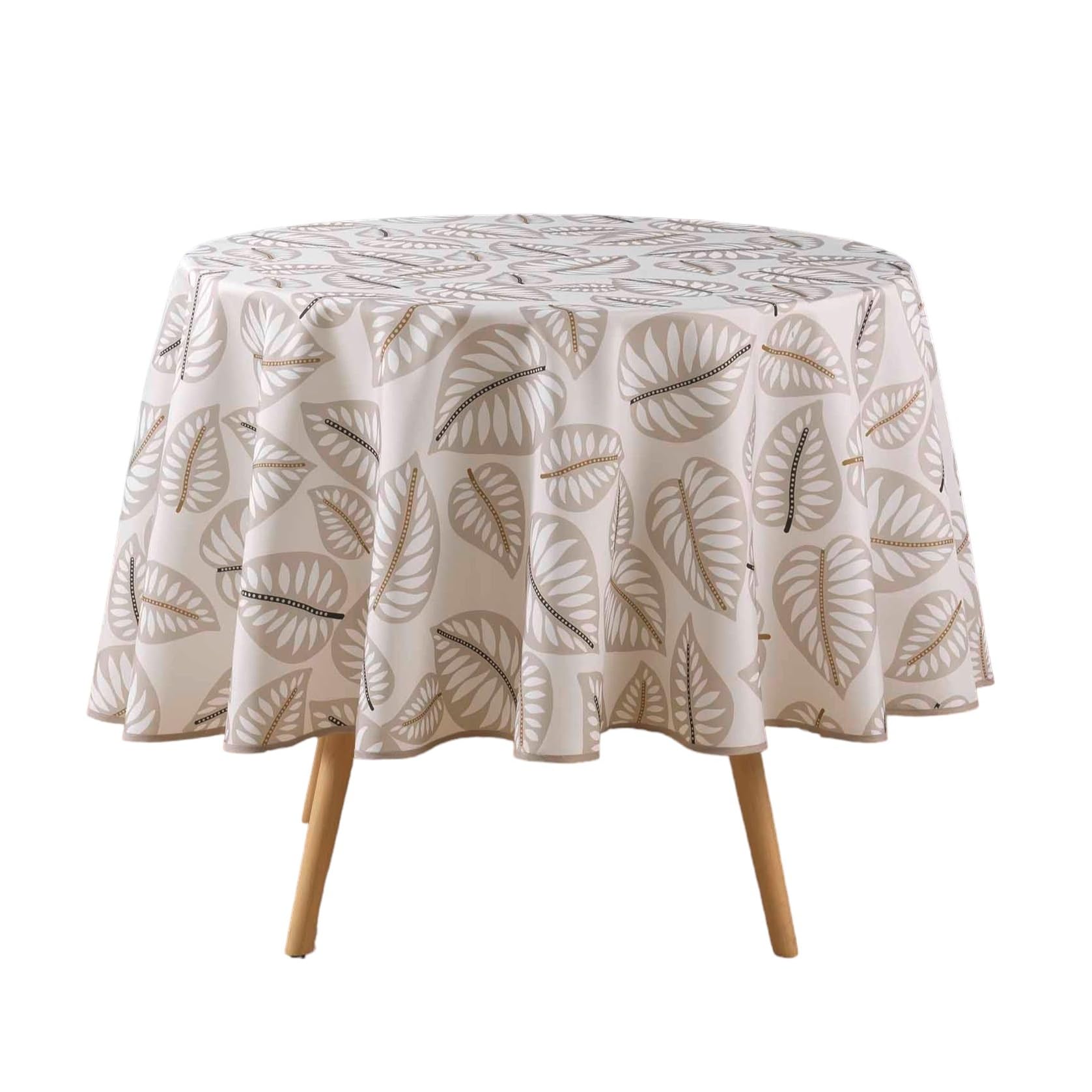 Nappe Ronde Diamètre 180 cm Polyester Imprimé Alma Naturel