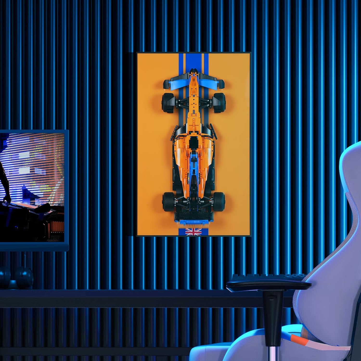 Premium Display Wallboard Compatible with Lego Technic McLaren Race Car 42141 - Collector's Edition Wall Mount Art - Ideal Gift for Adult Model Collectibles, Home & Office Decor(32"x20", Board Only)