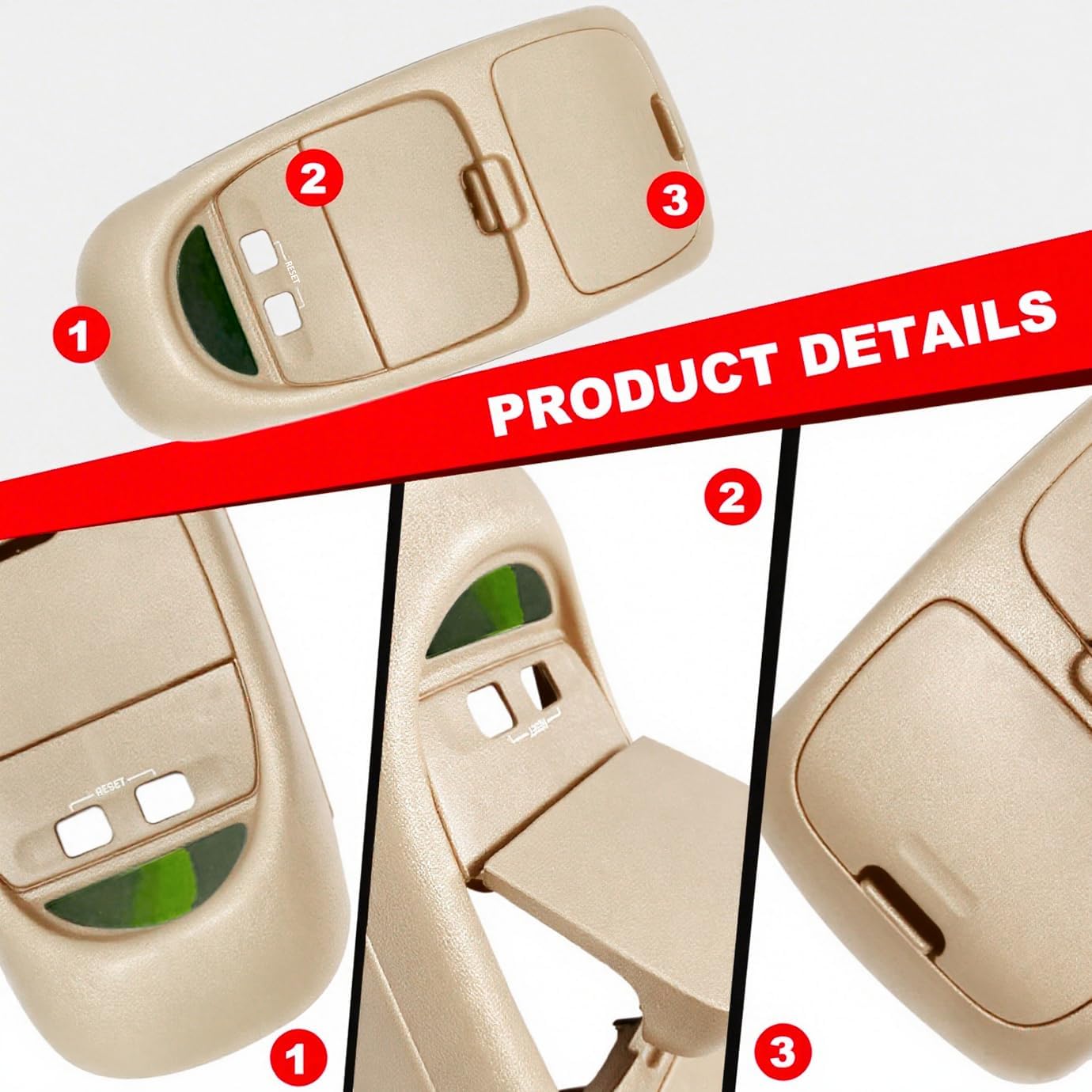 Overhead Console Assembly w/o Sunroof | Compatible with 2002-2004 Ford Super Duty F250 F350 F450 F550 Truck | Replaces 2C3Z-25519A70-AAB 2C3Z25519A70AAB Interior Ceiling Console Panel (TAN)