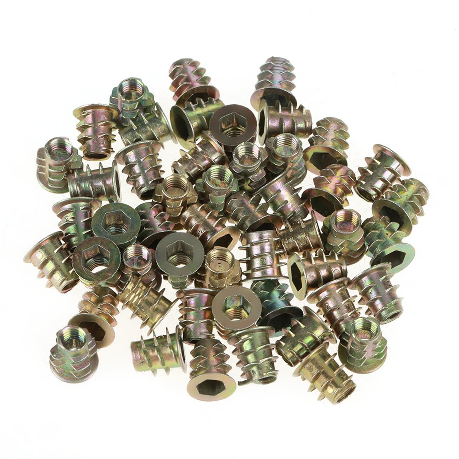 Screw-in nut threaded insert wood, 50PCS M4 * 18mm zinc alloy hexagon socket nuts screw-in sleeves