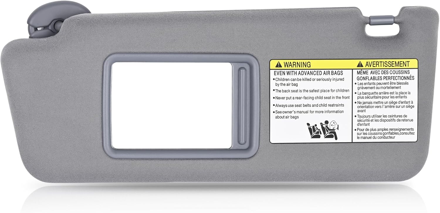 Driver Left Side Sun Visor Compatible with Toyota Tacoma 2005 2006 2007 2008 2009 2010 2011 2012 2013 2014 2015 Without Light Replace# 74320-04181-B1 Grey