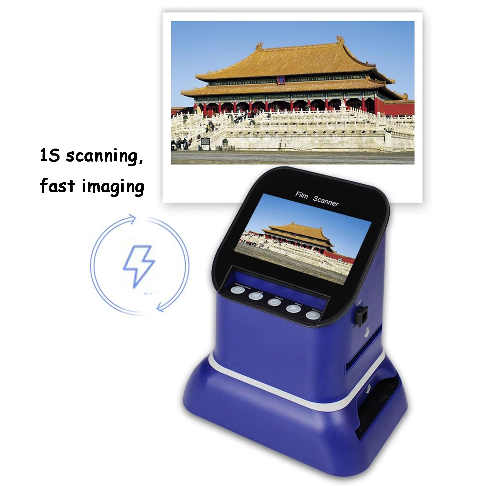 Scanner per Pellicole da 22 MP, Visualizzatore di Scanner per Diapositive Digitali, con Ampio Display da 4,3", con Scheda di Memoria da 8 GB, Memoria Integrata da 128 GB