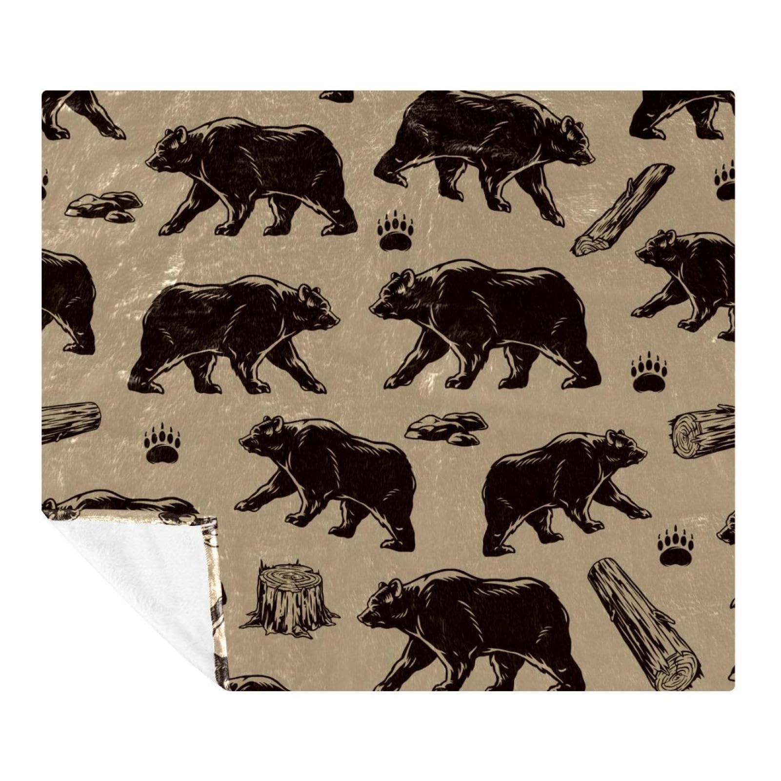 Couverture microfibre lit canapé plaid ours grizzly enfant adulte