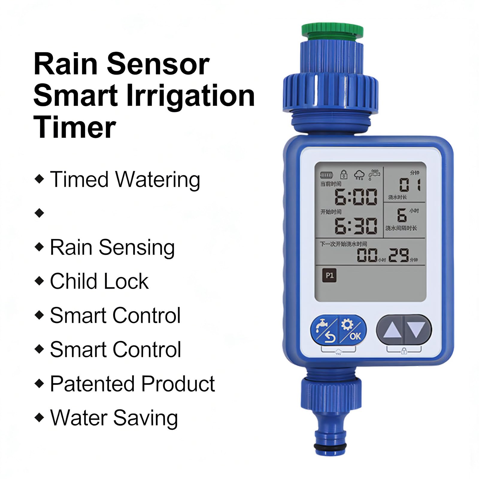 Sistema di irrigazione automatico per serre e giardini con opzioni di controllo semplici Sistema di irrigazione multiprogramma