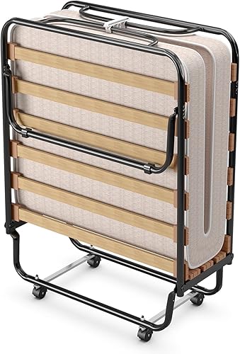 Miniatura 6 de KOMFOTT Cama plegable con colchón de 4 pulgadas, cama plegable con colchón de espuma viscoelástica para adultos, cama de invitados portátil con