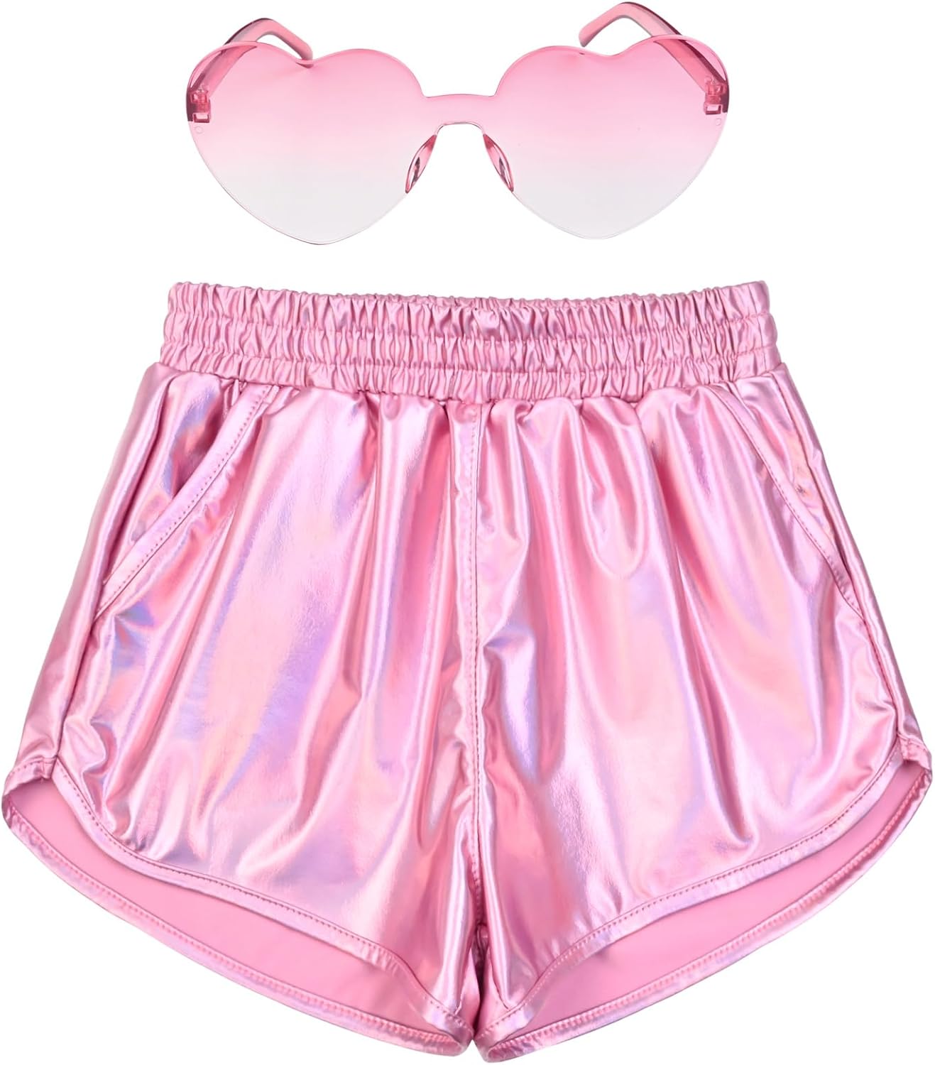 Perfashion Girls Metallic Shorts Shiny Hot Short Sparkly Party 4-5T Light Pink