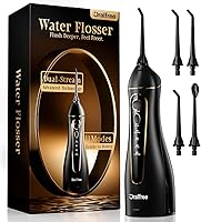 Oralfree F5025 Cordless Water Flosser - Rechargeable Portable Dental Pik IPX7 Waterproof, 4 Modes + DIY for Deep Teeth Cleaning & Braces