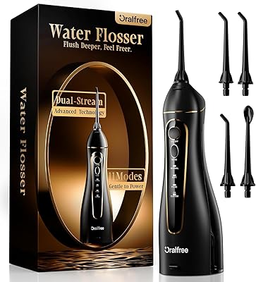 Oralfree Water Flosser Teeth Pick - Dental Cordless Portable Floss Picks Rechargeable Travel Pik Irrigation Cleaner IPX7 Waterproof Oral Irrigator Electric Flossing Machine for Home Teeth Cleaning