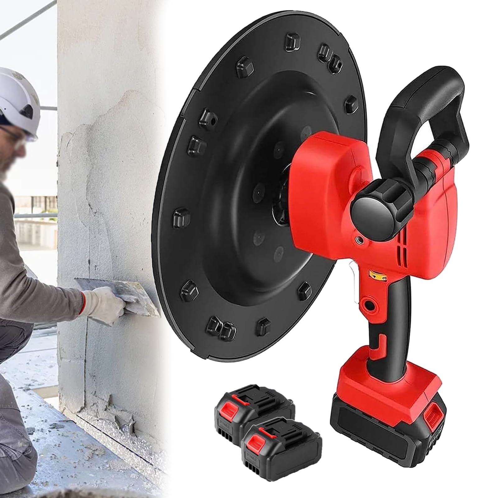 SBCGFY Electric Concrete Trowel - Handheld Wall Surface Smoothing Machine With Variable Speed, For Construction And Mortar Finishing,2 Lithium Battery